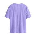 thumbnail image 4 of TrdSipl Knit Shirts for Men Casual Ribbed Jacquard Textured T-Shirt Summer Crew Neck Fashion Tees Purple M, 4 of 4