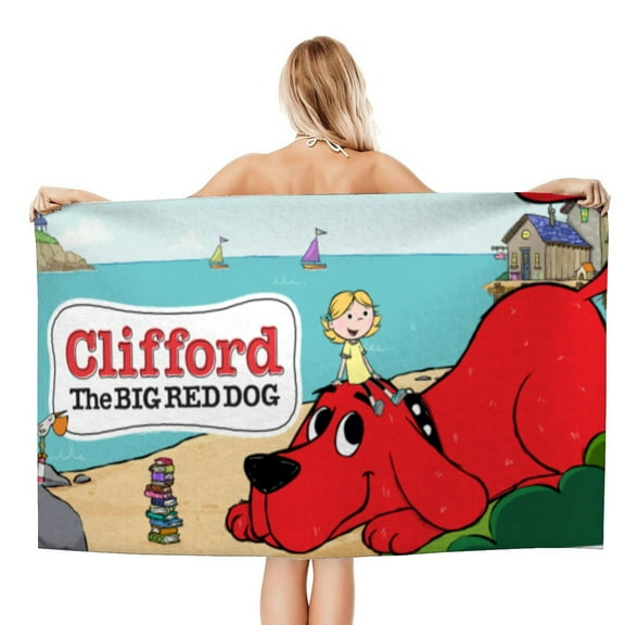 Clifford The Big Red Dog Gifts Beach Towel for Women Girl Birthday Inspired Fan Bath Outdoor Music Lover