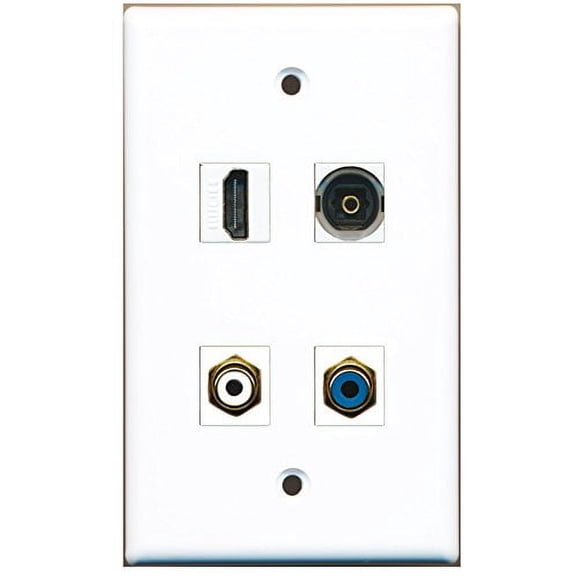 RiteAV - 1 Port HDMI 1 Port RCA White 1 Port RCA Blue 1 Port Toslink Wall Plate