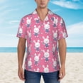 thumbnail image 4 of Balery Rabbit Holding Flowers Print Men's Hawaiian Shirts Short Sleeve Beach Shirt Relaxed Fit Vacation Button Down Shirts-Small, 4 of 9