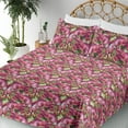 thumbnail image 3 of Ambesonne Floral Fitted & Flat Sheet with Shams 4 Pcs Set, Dark Red Orchids Repeating, Calking, Pale Fuchsia and Sage Green, 3 of 5