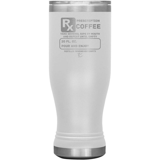 Prescription Coffee Rx Tumblers 20oz BOHO Insulated Tumbler/White