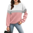 thumbnail image 3 of Dwellite Oversized Crewneck Sweatshirt Women Cute Plain Fleece Pullover Sweatshirts No Hood Casual Fall Long Sleeve Tops with Pocket Hot Pink XL, 3 of 5