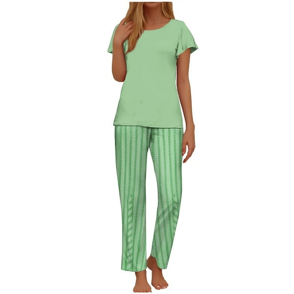 Plus Size 2 Picec of Outfit Sets for Womens Loose Printed Long Sleeved Round Neck Drawstring Casual Set