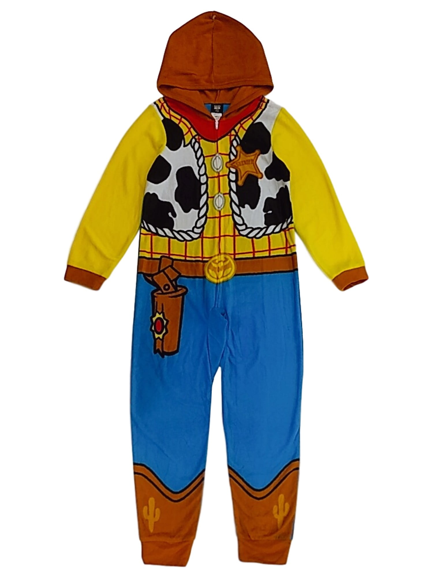 Toy Story Disney Woody Hooded Hoodie Fleece Union Suit Boys Pajamas Medium