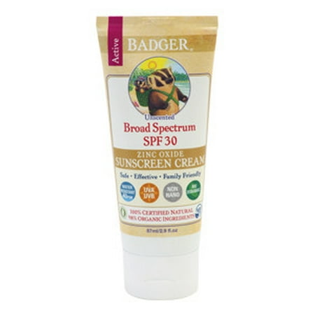 Badger - Sunscreen All Natural Moisturizing Water Resistant Unscented 30 SPF - 2.9 (Best Natural After Sun Care)