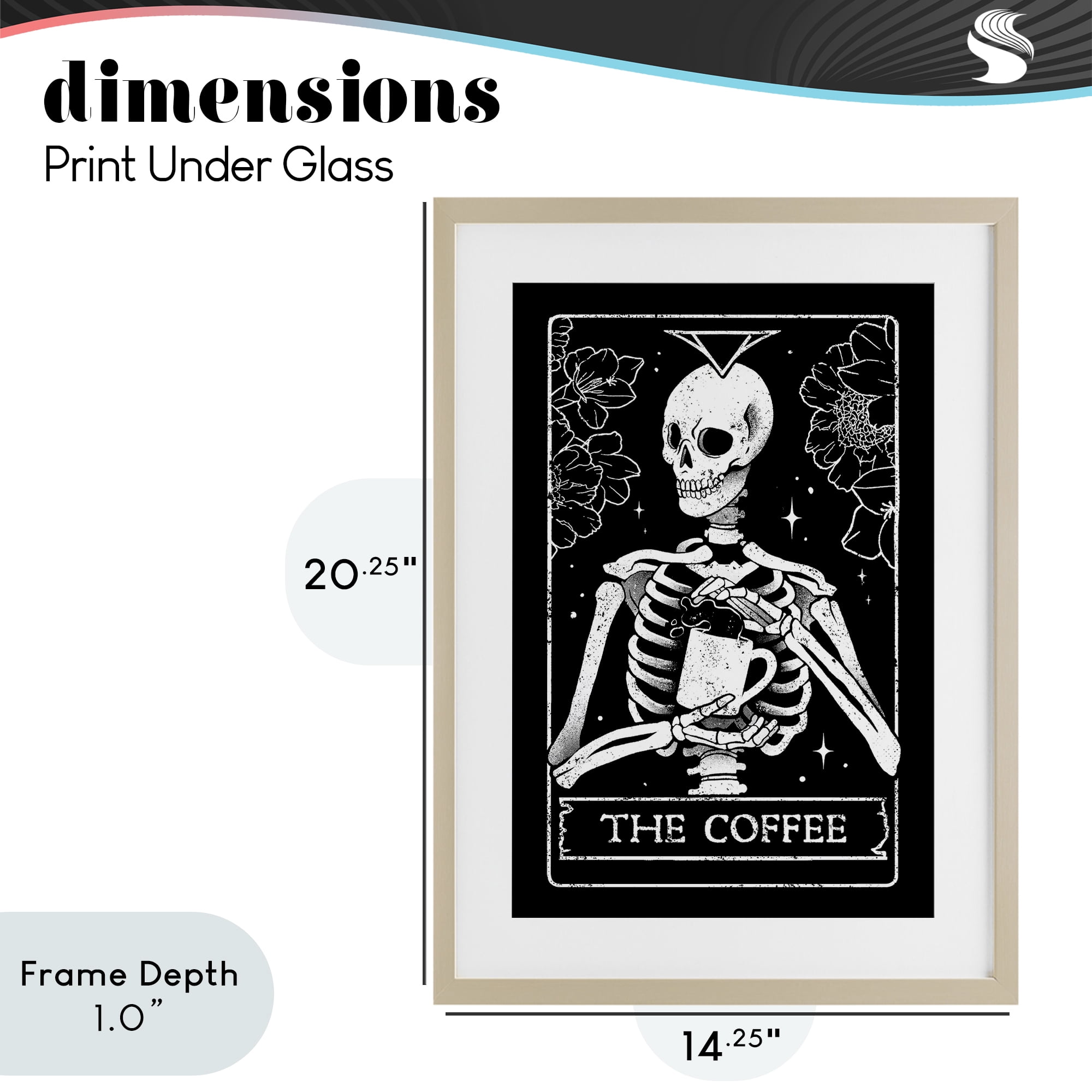 Stupell Industries The Coffee Skeleton Tarot Birch Framed Print Under Glass, design by EduEly Designs