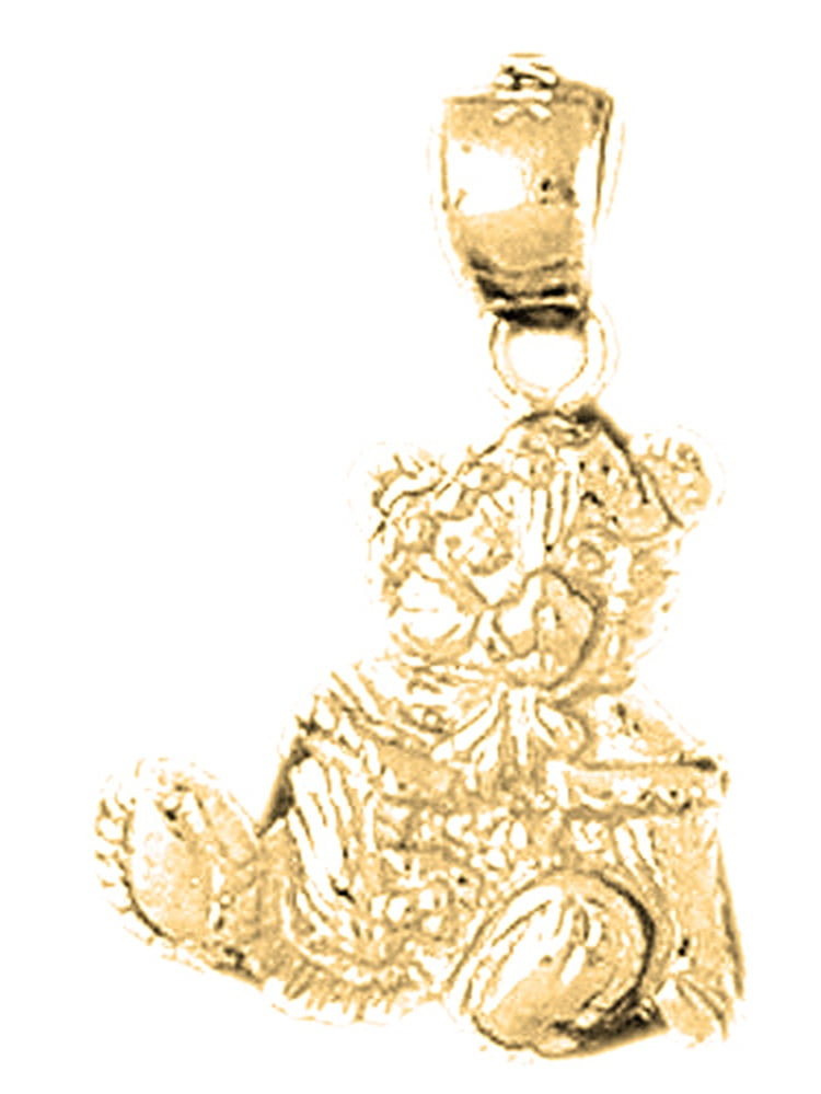 Jewels Obsession Teddy Bear With Heart Necklace Rhodium-plated 925 Silver Teddy Bear With Heart Pendant with 18 Necklace