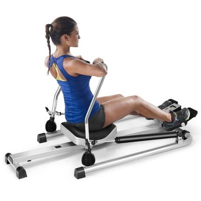 ZPTGL Total Motion Rower with LCD Monitor w/Adjustable Double Hydraulic Resistance Home Gym