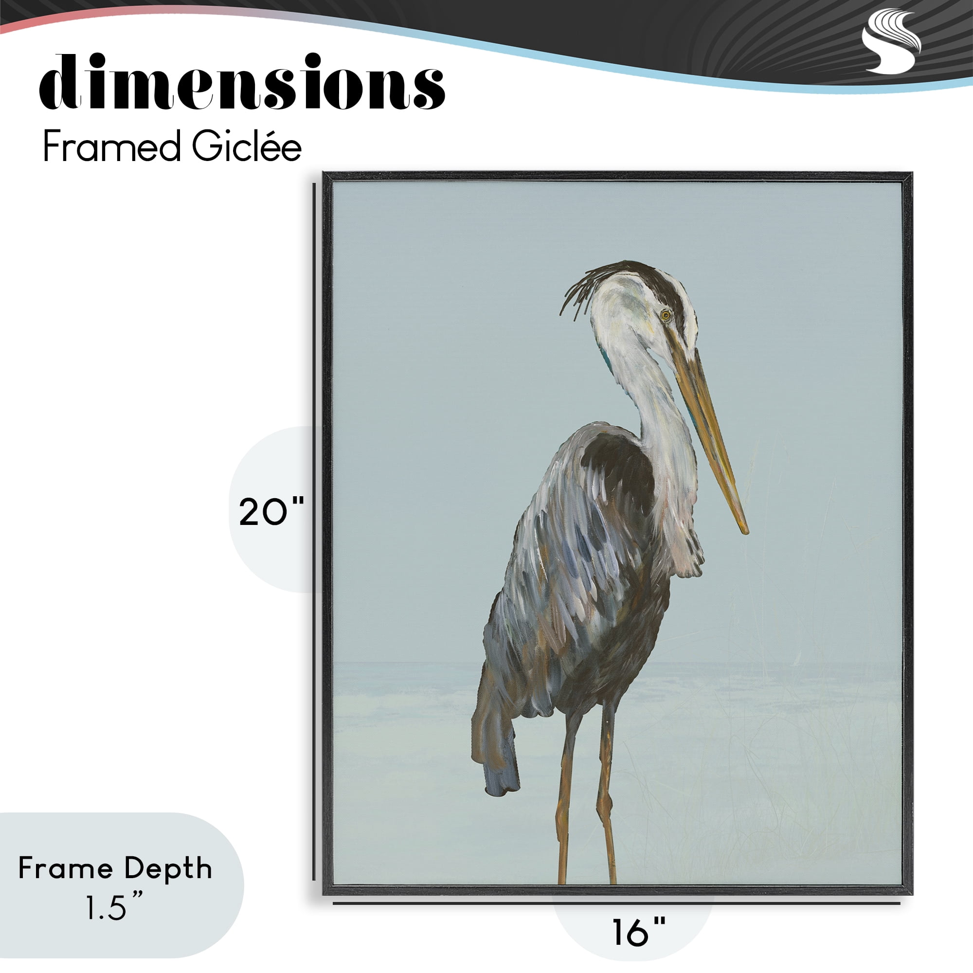 Stupell Industries Coastal Pelican Muted Blue Black Framed Giclee Art, design by Julie DeRice
