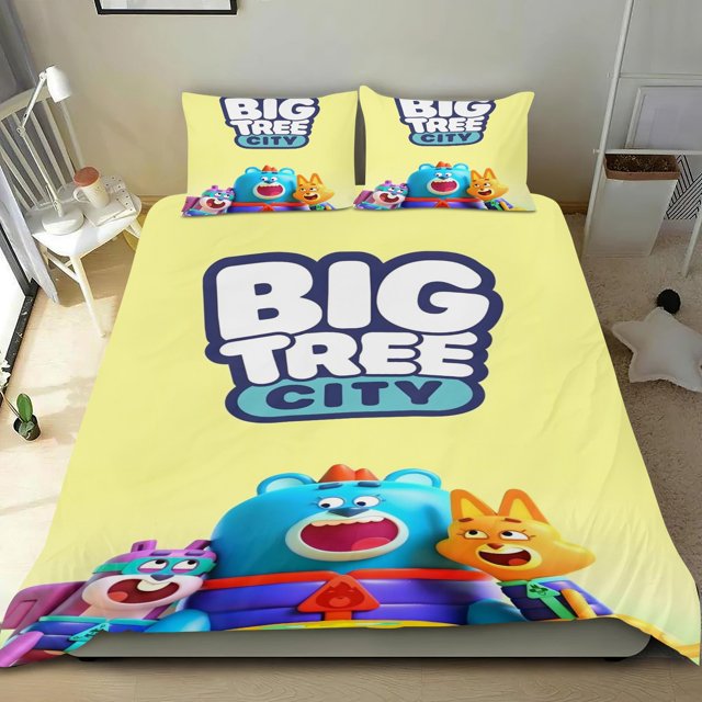 Gran Ciudad del Árbol Conjunto de sábanas temático, trío de piezas, cómodo y amigable con la piel, diseño único, regalo de decoración para el hogar para familiares, amigos y fans, 90 cm * 190 cm