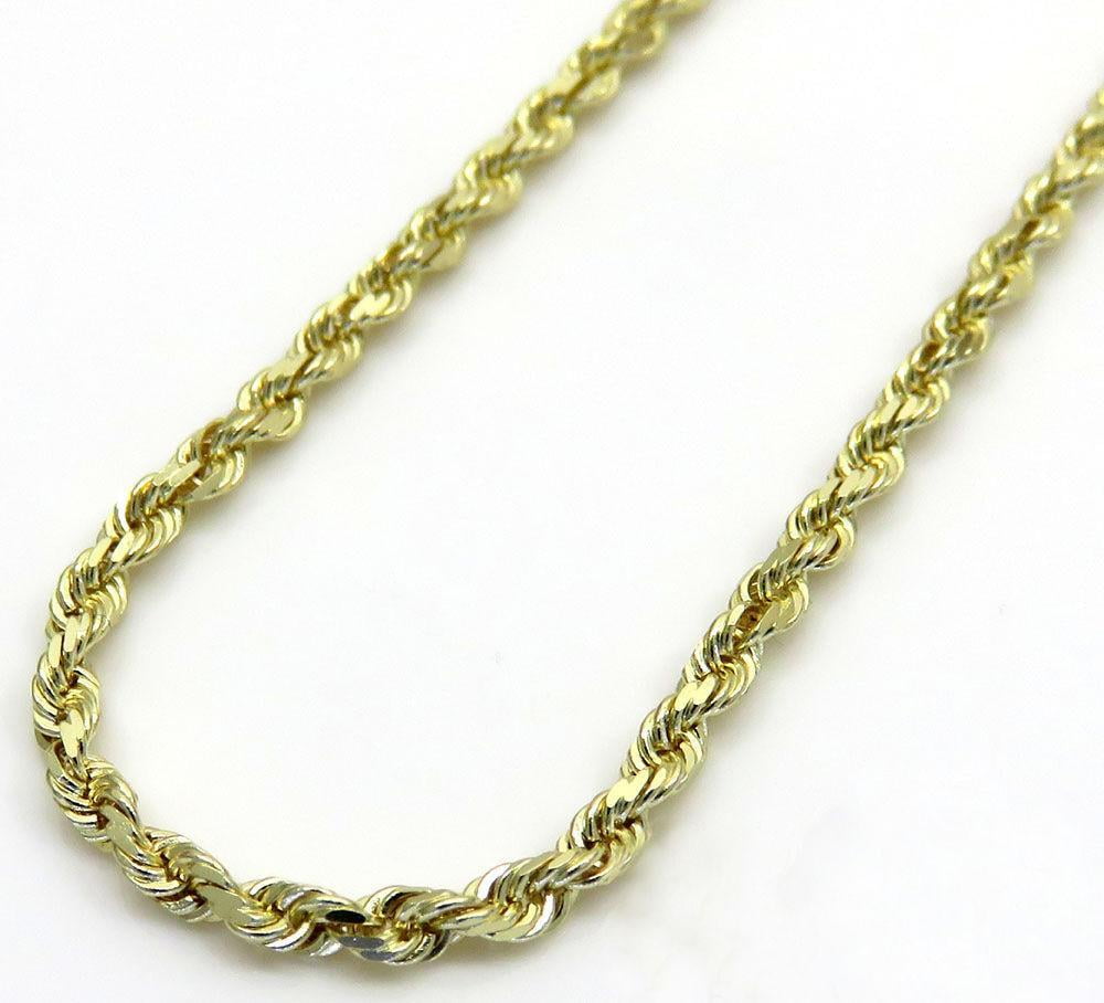 14k REAL White Gold Solid 1mm Diamond Cut Rope Chain Necklace with Lobster Claw Clasp