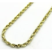 10K Yellow Solid Gold Men Womens 1MM Diamond Cut Rope Chain Necklace Lobster Clasp 16 to 22 Inches (22)