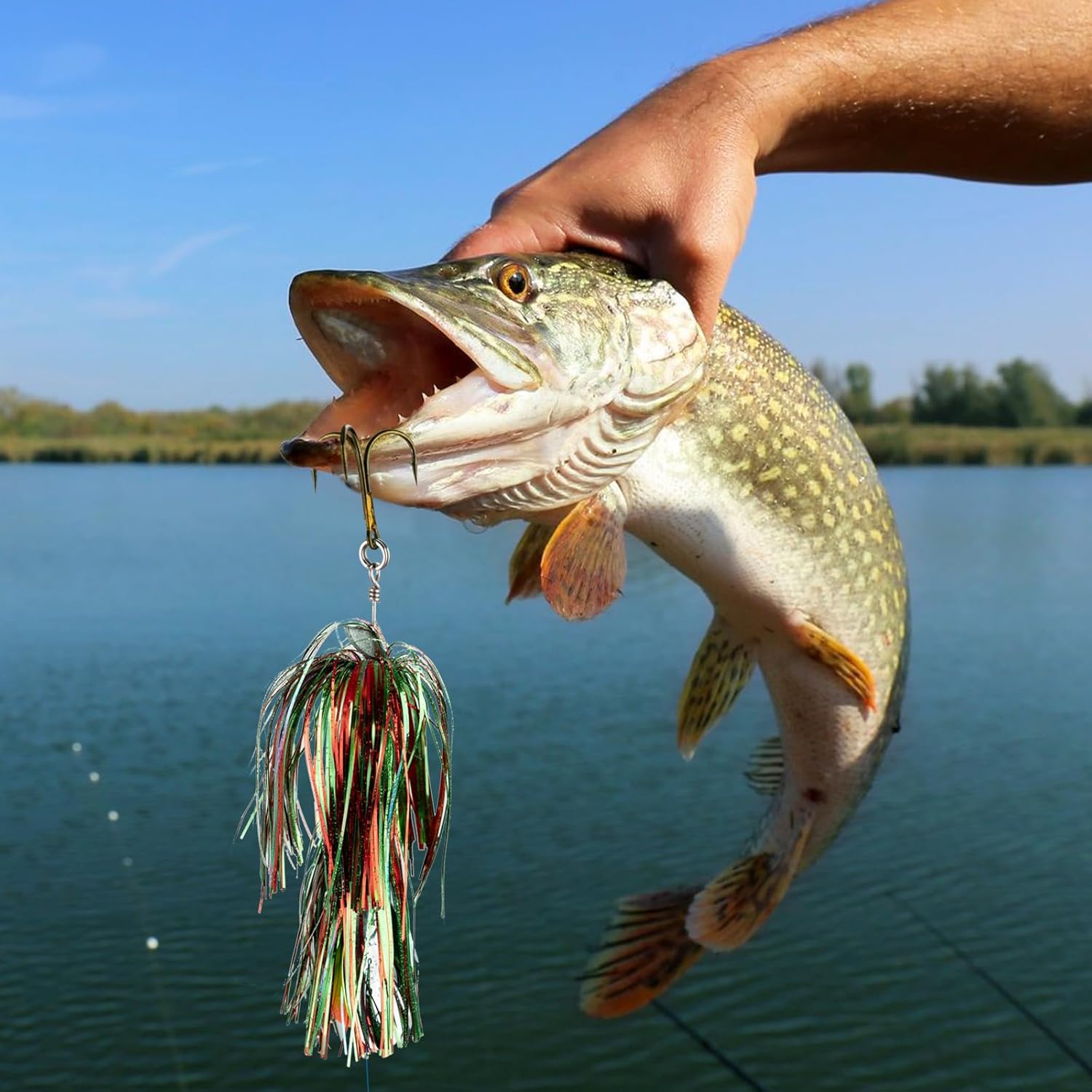 QualyQualy Fishing Spinner Bait 3pcs, Musky Bucktail Spinnerbait with Double Blades for Pike, Bass, and Trout,Multiple Color Fishing Lures for Freshwater Saltwater