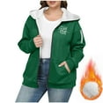 thumbnail image 2 of UTSJKR Cozy Warm Plus Size Sherpa Coat - Women’s Oversized Fuzzy Zip Up Hoodie for Cold Winter with Pockets Green XXXL, 2 of 6