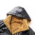 thumbnail image 6 of Donemore Men's Windproof Warm Fleece-Lined Faux Leather Jacket with Hood, Stand Collar & Multiple Zipper Pockets for Outdoor Casual Wear, 6 of 9
