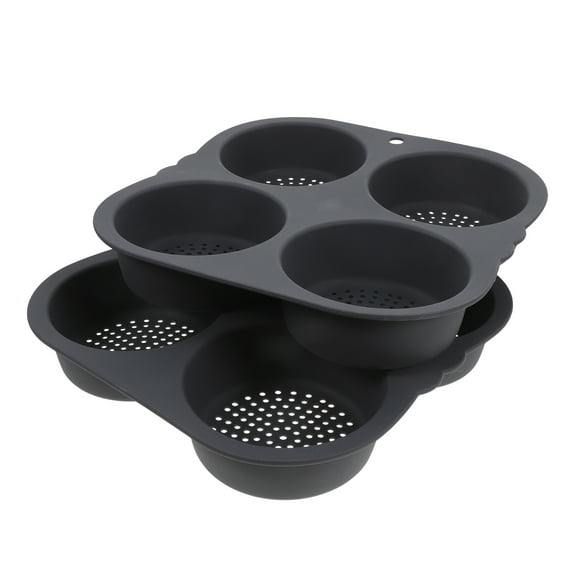 AURARMLET 2Ud De Silicona Negro Para Hamburguesas Con 4 Cavidades Redondo