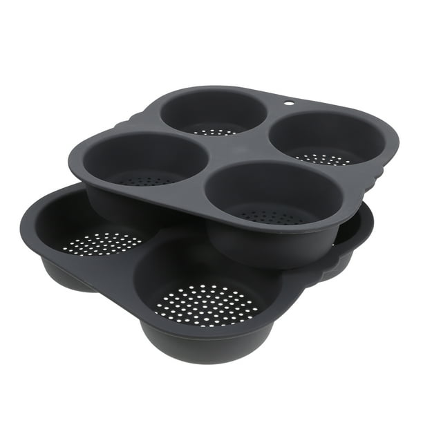 2 moldes de silicona para panecillos de hamburguesa de 4 cavidades, moldes caseros para panecillos de hamburguesa, molde redondo antiadherente para hornear en la cocina