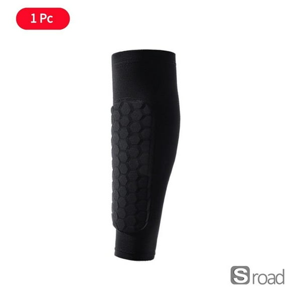 Soccer Shin Guards With Compression Sleeves - 2Pcs Honeycomb Protective Calf Socks For Football, Basketball, Running - Kids & Adults,1Pc Black,L