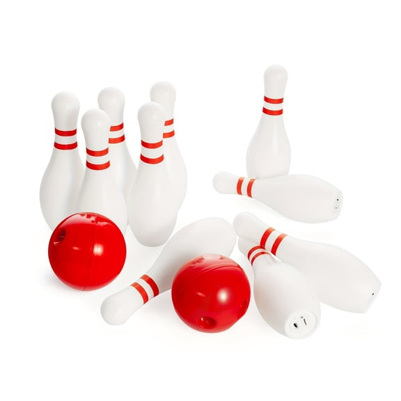 Children's Glow Bowling Toy Set - Includes 10 Glow in The Dark Pins (7.87") & 2 Balls, Outdoor/Indoor Active Play Game for Parties & Gifts