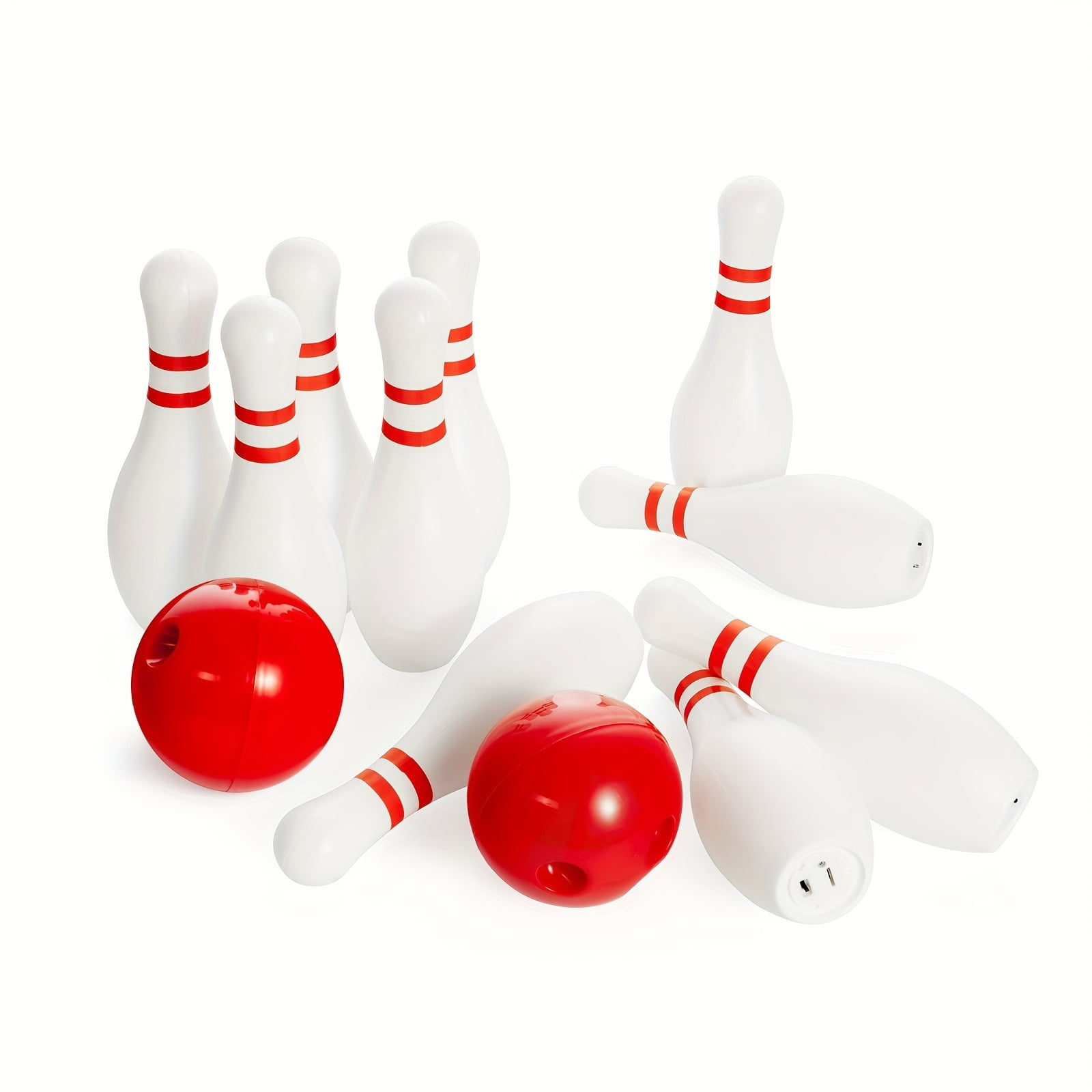 Children's Glow Bowling Toy Set - Includes 10 Glow in The Dark Pins (7.87") & 2 Balls, Outdoor/Indoor Active Play Game for Parties & Gifts