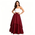 thumbnail image 5 of Vynhevius Women's Irregular Layered Maxi Skirt Solid Elastic Waist Vintage Medieval Casual Long A Line Skirts, 5 of 6