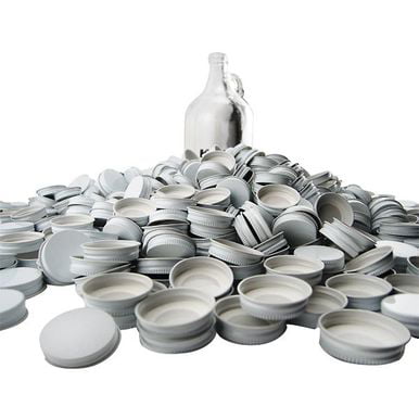 Pack of 100 HomeBrewStuff White Metal Growler Caps 38mm Fits Most 1/2 and 1 Gallon Jugs