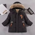 thumbnail image 5 of LYMAYTER Kids Boys Hooded Jacket Toddler Fleece Thicken Windbreaker Outerwear Baby Long Sleeves Parka Coats for 5-9+ Years, 5 of 7