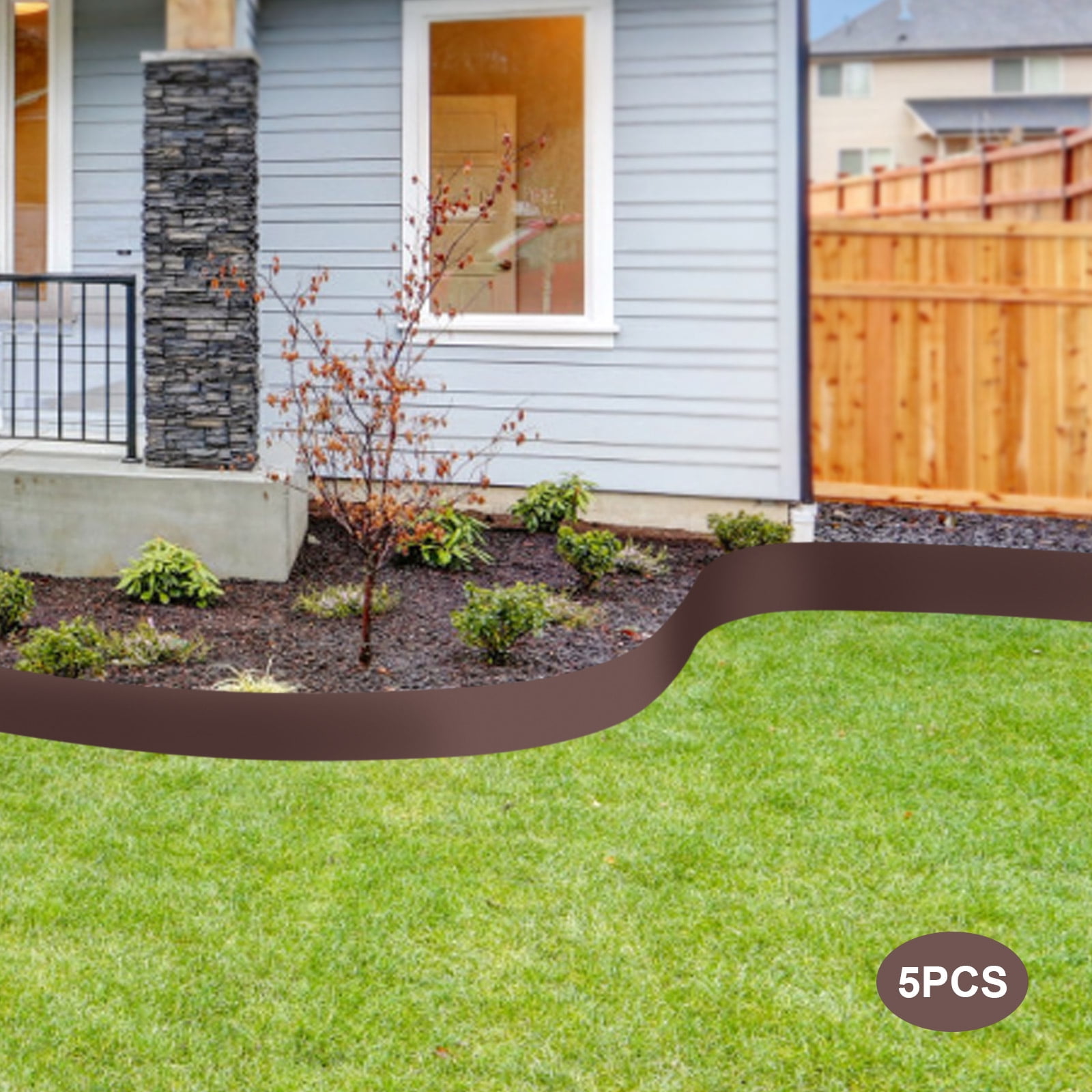 Steel Lawn Edging, 5PCS Metal Landscape Edging, 5"x39" Garden Edging Border, Flexible Steel Landscape Border, 16.25 ft Length Landscaping Metal Edging, Brown Lawn Edge for Garden Yard