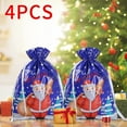 thumbnail image 2 of AnuirheiH Christmas Present Bags Candy Bags Drawstring Bags Snowman Snowflake Santa Small Sack Small Reusable Burlap Favor Bags for Candy Wrapper Birthday Christmas Party 8Pcs 15.35x20Inch, 2 of 3