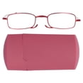 thumbnail image 1 of Gafas de lectura plegables para personas mayores, de acero inoxidable, con bloqueo de luz azul, para presbicia (+150 rojo cuadrado), 1 of 14