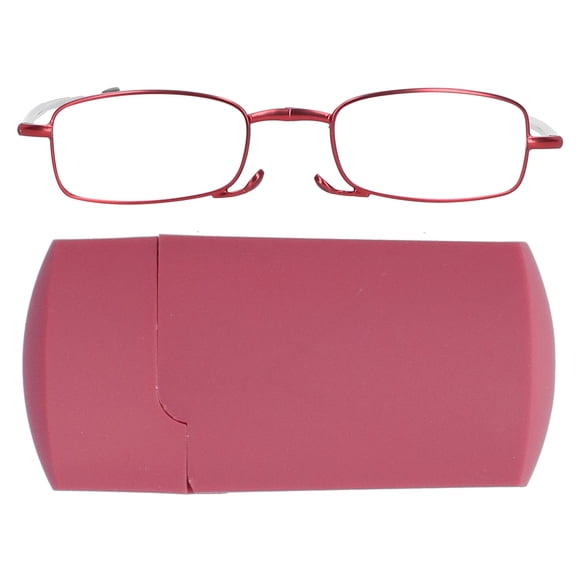 Gafas de lectura plegables para personas mayores, de acero inoxidable, con bloqueo de luz azul, para presbicia (+150 rojo cuadrado)