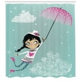 thumbnail image 3 of Ambesonne Retro Shower Curtain, Girl with Pink Umbrella, 69"Wx84"L, Multicolor, 3 of 3