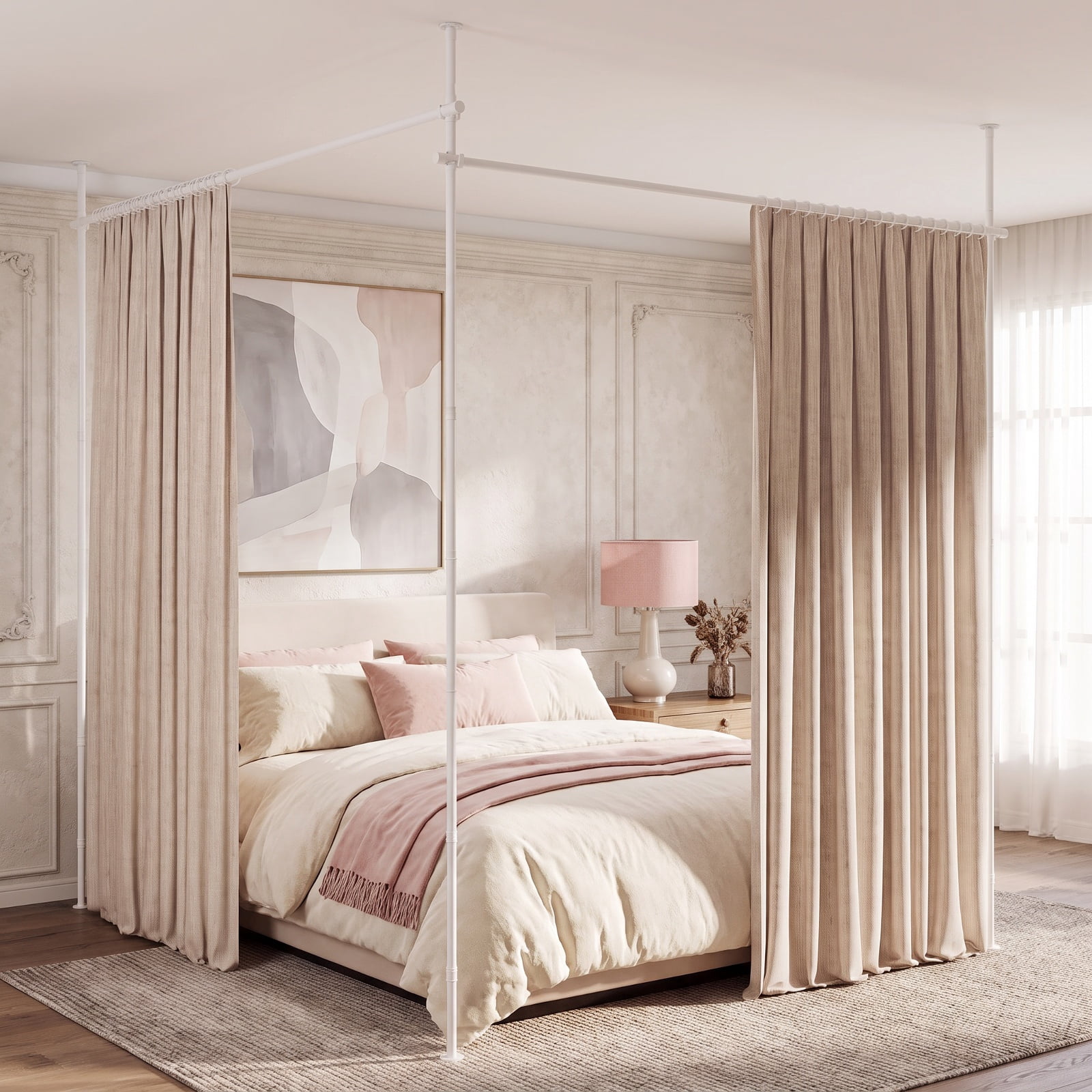 Vebreda Room Divider Curtain Rod with Adjustable Floor to Ceiling Tension Rod, NOTE, Drill-Free Setup, Flexible Sizing, Heavy-Duty Support
