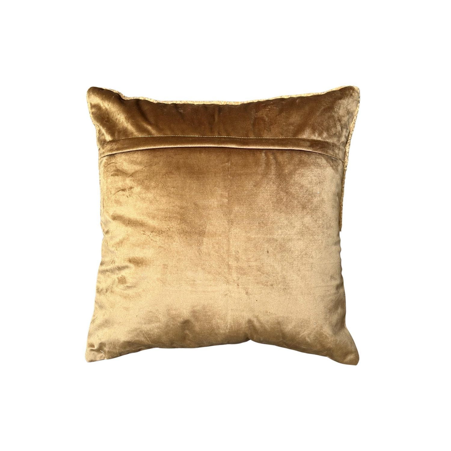 Checked Poly-Cotton Cushion With Sherpa At Back Brown Stripe - Set of 2