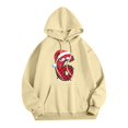 thumbnail image 4 of Women's Casual Fashion Outfit Sweatsuit Printed Long Sleeved Casual Hooded Sweatshirt, Christmas Design Loose Fit Pullover, Comfortable Holiday Wear,Beige,XL, 4 of 4