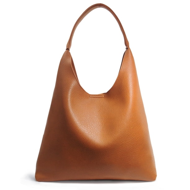 Bolso Hobo HOXIS de piel vegana suave para mujer naranja-marrón
