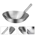thumbnail image 4 of Shisuyan 1pc Stainless Steel Single Handle Wok Practical Wok Kitchen Utensil (Silver), 4 of 8