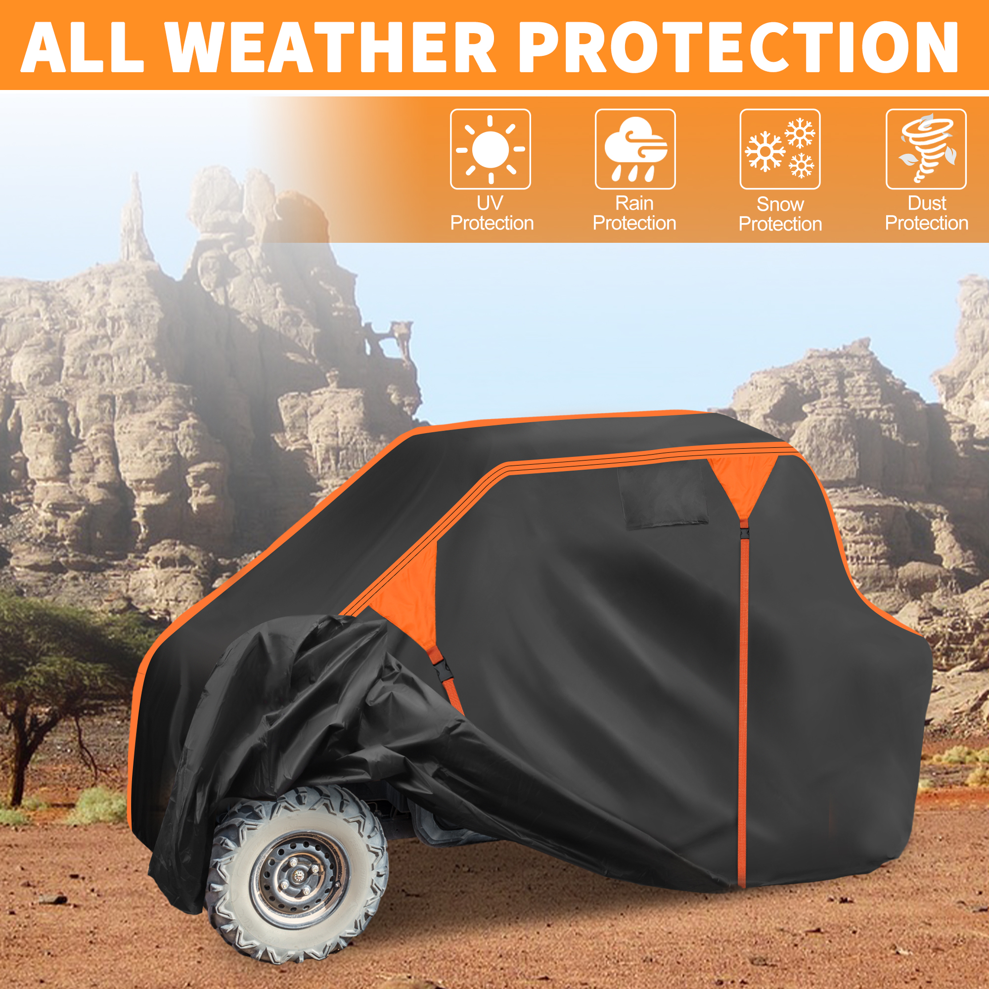 Unique Bargains Side by Side UTV Cover 210D-PU Black Orange for Can-am COMMANDER XT