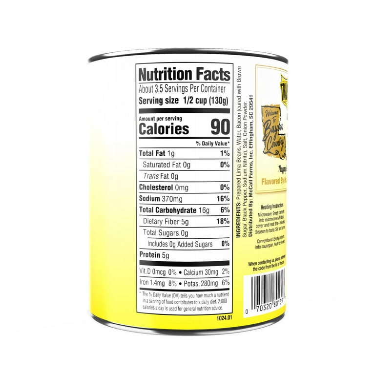 6 pack) Trappey's Green Lima Beans with Bacon, 15.5 oz., Can