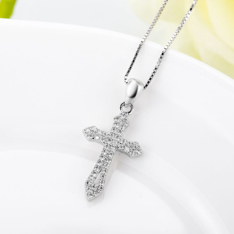 アクセサリー CROSSFOR SILVER NECKLACE Crossfor Sterling Silver Cross CZ Necklace Brand New