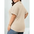 thumbnail image 3 of Cuteduck Womens Plus Size Casual Henley Waffle Knit Button-Up Top Short Sleeve Polo Shirt 1X-5X, 3 of 10