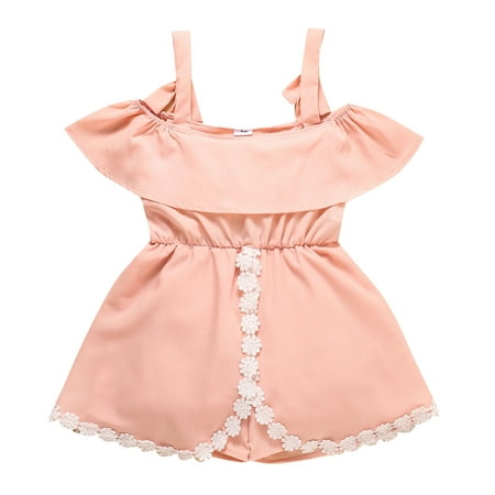 

Rovga Kids Girls Baby Toddler Bodysuits Summer Sleeveless Jumpsuit Ruffles Solid Color Outwear For Clothes