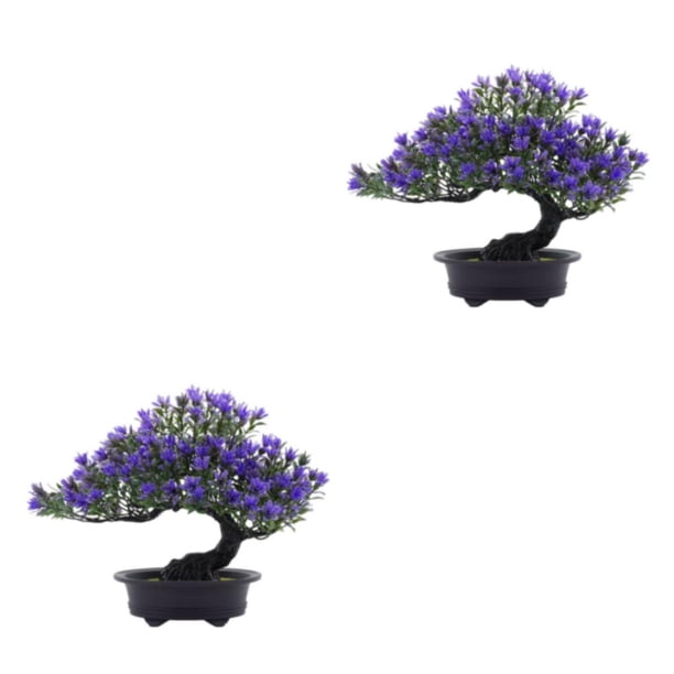 Advancent Plantas artificiales Bonsai Tree Faux Pine Plastic para Home Office Tabletop Garden Party Hotel Decoración Decoración Púrpura Púrpura 2piezas