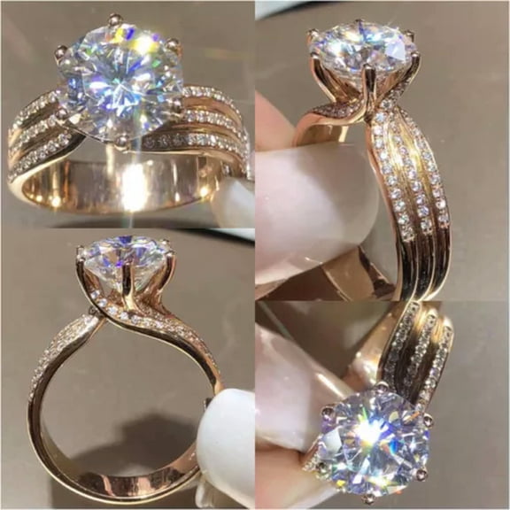 GKNET Elegant Rings for Women 18k Yellow Gold Plated Cubic Zirconia Delicate Jewelry Sz 6-10-6