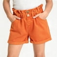 thumbnail image 4 of NAISIBABY Girls Denim Shorts, Ruffles High Rise Soft Stretch with Pockets Summer Fashion Jean Shorts Orange Size 10, 4 of 6
