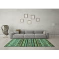 thumbnail image 3 of Ahgly Company Machine Washable Indoor Rectangle Abstract Turquoise Blue Modern Area Rugs, 5' x 7', 3 of 4