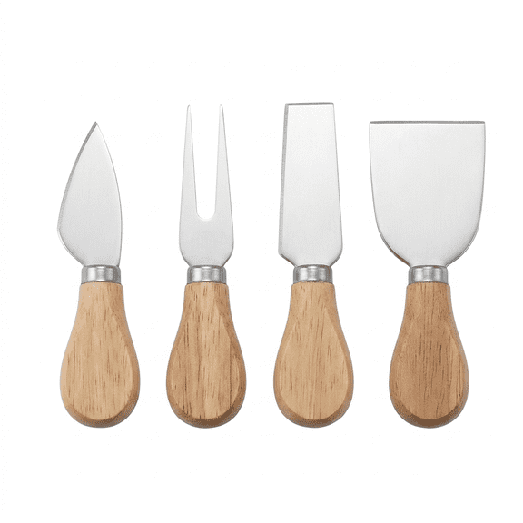 4 Pack Cheese Knife Sets,Cheese Knives with Bamboo Wood Handle,Steel Stainless Cheese Slicer Cheese Cutter- Mini Knife, Butter Knife, Spatula & Fork
