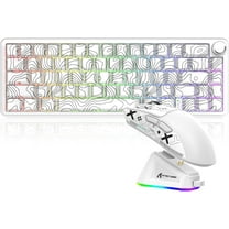 MAMBASNAKE X ATTACK SHARK X65PRO HE Rapid Trigger Magnetic Switch Keyboard with X11 Ultralight Mouse, Tri-mode Wireless Keyboard and Mouse Combo, 0.01mm RT Accuracy, 8K Polling Rate, 22K DPI - White