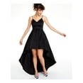 thumbnail image 3 of B DARLIN Womens Black Zippered Spaghetti Strap V Neck Mini Party Hi-Lo Dress Juniors 11\12, 3 of 3